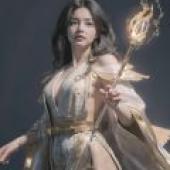 Female mage，A woman with a wand in her hand.