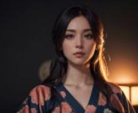 美女桌布免費下載：花冠美女艾軒在燈光映照下的寫實繪畫