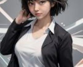 七崎修 七崎愛，天神，黑髮、身穿夾克的少女。