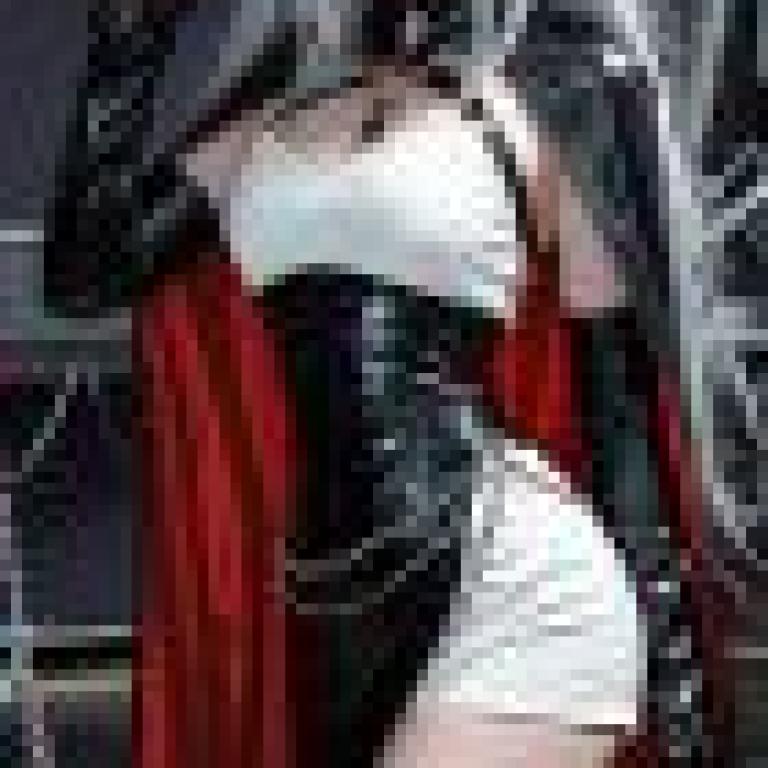 Different colors，A girl in black and white dress is holding a gun.