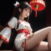 「紅燈神韻」- 扇舞紅燈背景，Du Qiong之美，桌布免費下載