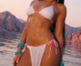 Golden City，Woman wearing a white bikini.