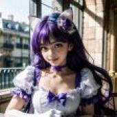 Computer desktop， live version， beautiful girl， Cure Macaron， Macaron， Angel， Plane Placing， Purple Hair Desk