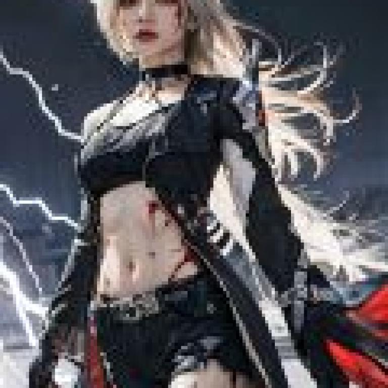 Acheron， Honkai Star Rail，Gamer chick with sword in right hand.