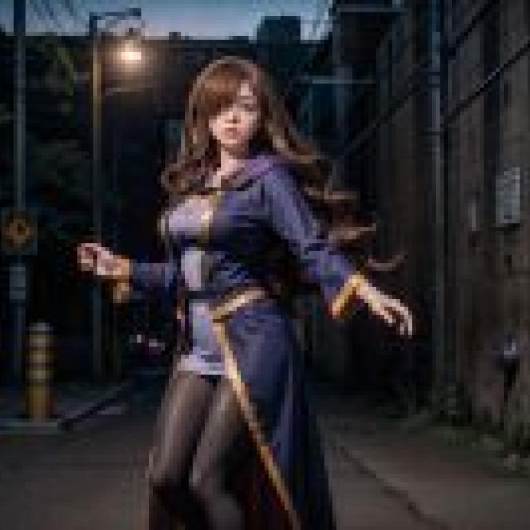 Wiz KonoSuba RavenAeyeA woman in blue playing with her arms.