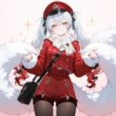 Army Girl，Anime girl with red coat and white wings.