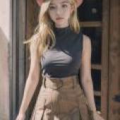 Serena， Pokemon，A young lady wearing a skirt and a pink hat.