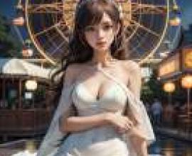 Ferris Wheel Dream，A pretty girl wearing a white dress.