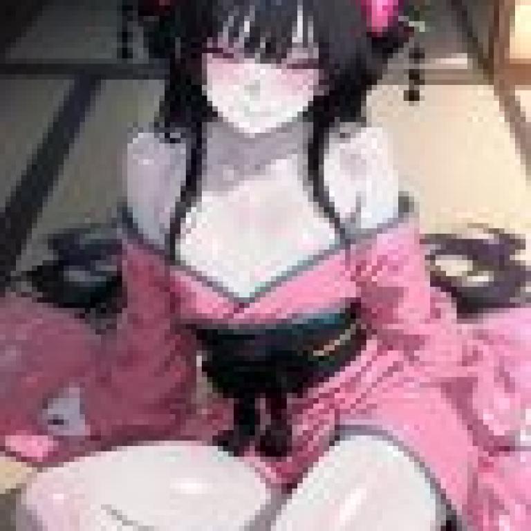 kimono girl，A female anime character with the color pink.