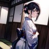 Kimono glasses girl，Anime girl with glasses and bow in hair.