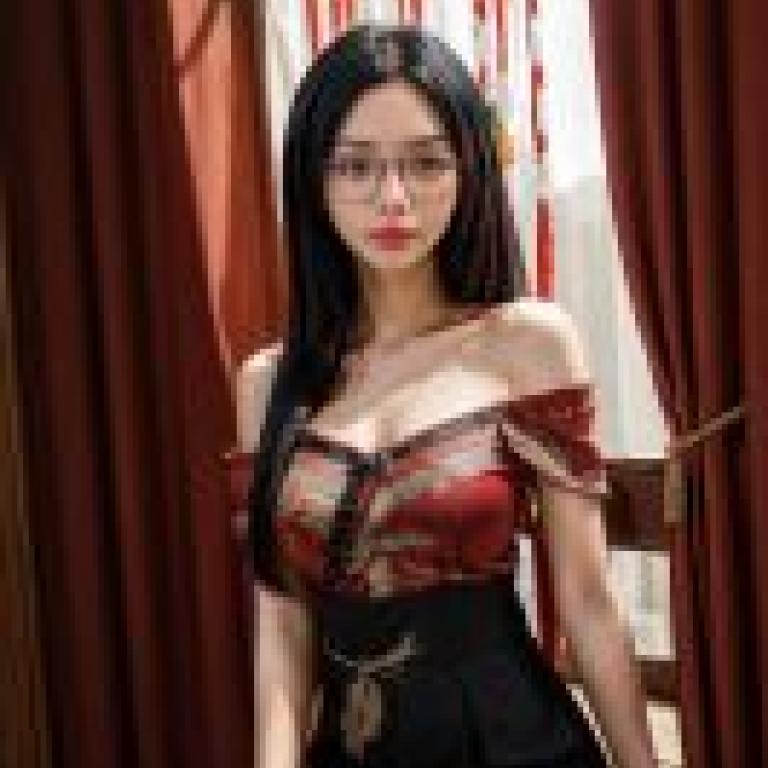 身穿紅色洋裝的DRLLA女士。