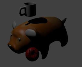 [Blender 3D] pigs. Cup .Apple