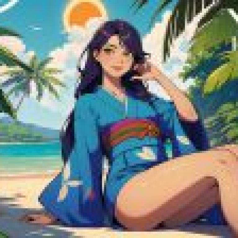 Computer wallpaper， Japanese kimono beauties on Nanyang Beach， animation， beach style: artgerm illustration collection