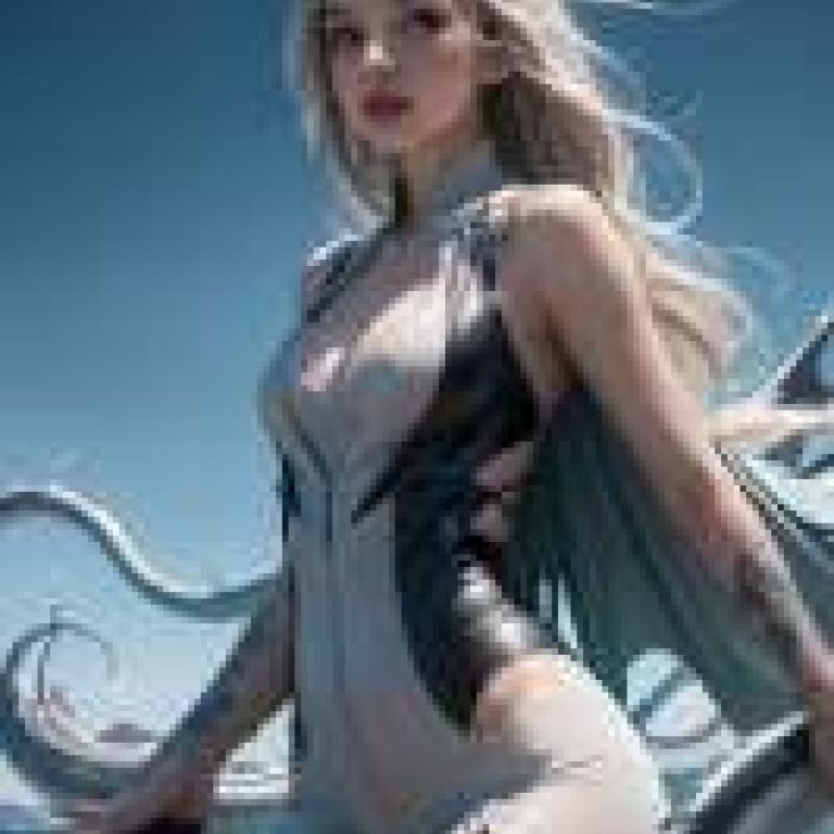 利維坦神話生物，海洋中的女孩。