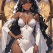Sexy Bride，A girl with long black hair and a white dress.