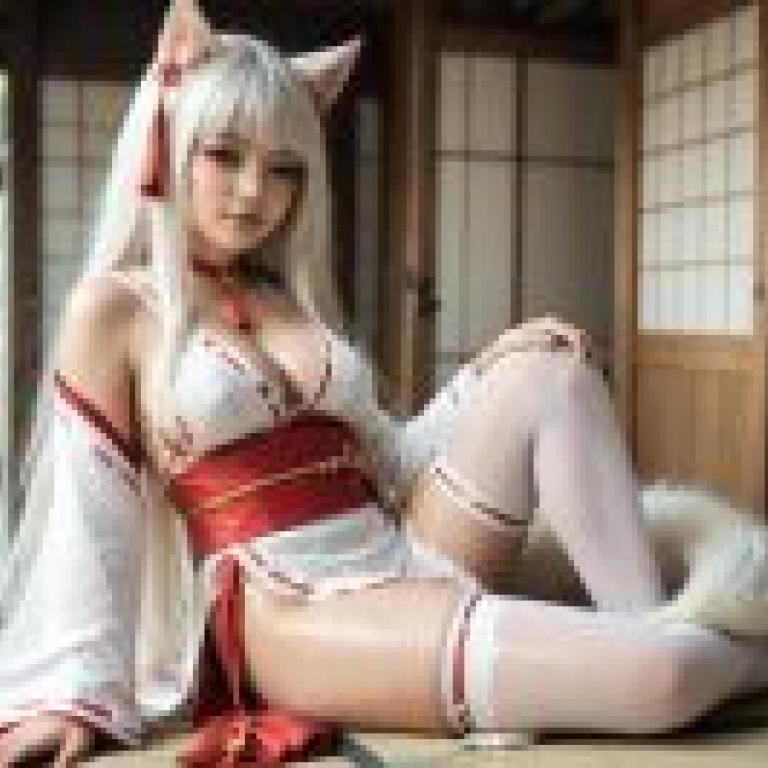 狐狸巫女，地板上的貓女孩。