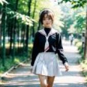 Computer desktop， live version， wooden cherry， Sakura Kinomoto， Kulo Magic， small road school uniform girl， sweet Japanese style， pure sailor uniform， youthful dreamy and colorful.