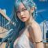Mobile phone wallpaper， the hidden maze that only I can enter， Olivia Servant， realistic， blue-haired girl， the protagonist on the dream cover