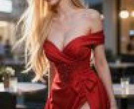 girls，A woman in a red dress.