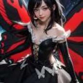 黑雪姬 Accel World 加速世界，身穿黑色洋裝、長著紅色蝴蝶翅膀的少女。