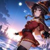 Konosuba God s Blessing on This Wonderful World Megumin，The city is lit up by the sun.