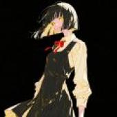 Japanese JK silhouette，A woman with long hair and bangs.