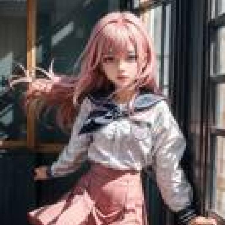 Mobile wallpaper， Mutsu Komaro， The anatomy of the student association， realistic， a girl in pink clothes standing outside.