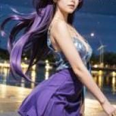 Mobile wallpaper， Mage Prannie Kreis， realistic， a girl in purple clothes.
