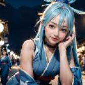 Live version， popular anime， the goddess of water， Aka， blessing for the beautiful world， street light blue night fantasy