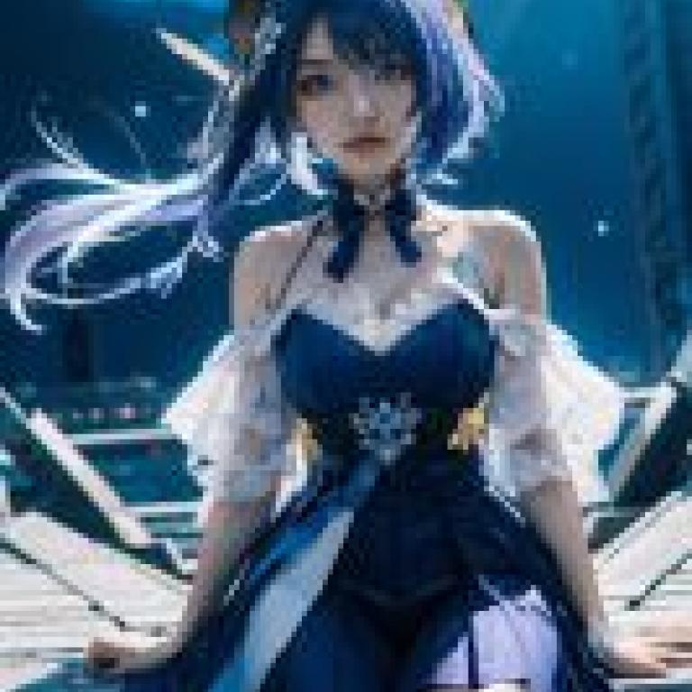 Griseo，Honka，一個穿著藍色衣服、留著藍色長髮的女孩。