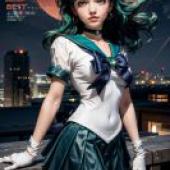 手機桌布，海王滿 (Sailor Neptune) 海王美智留 美少女戰士，寫實，寫實動漫藝術風格