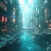 現代亞特蘭提斯幻象，一座擁有藍色水域的城市。