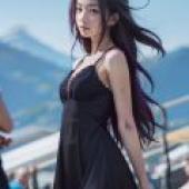 Lutecia Alpine Magical Girl Lyrical Nanoha ViVid，Woman with black dress and long hair.