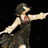 Japanese JK silhouette，A woman dancing with black and white dress.