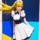 多彩娃娃，頭髮是金色的。