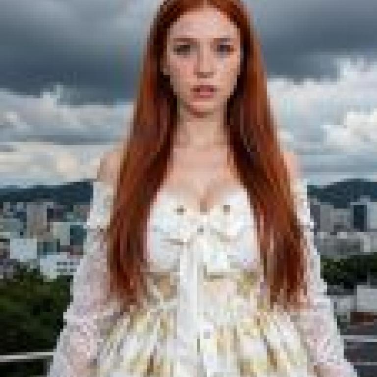街頭美女，穿著公主裙的女孩。