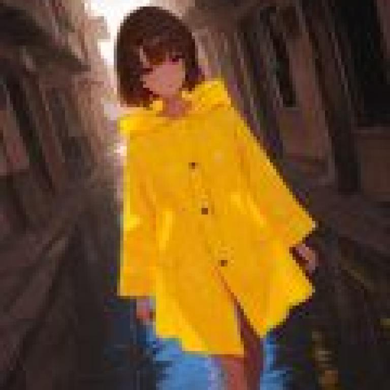 TA 09.jpg，A girl in a yellow raincoat.