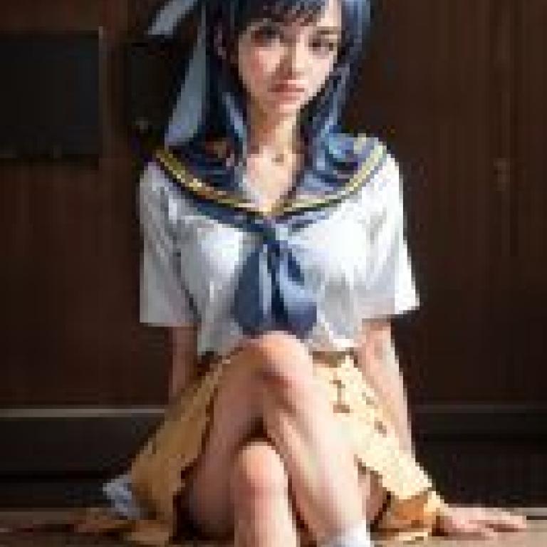 萩浦優奈三社面旦，一位身穿藍白校服的女孩。