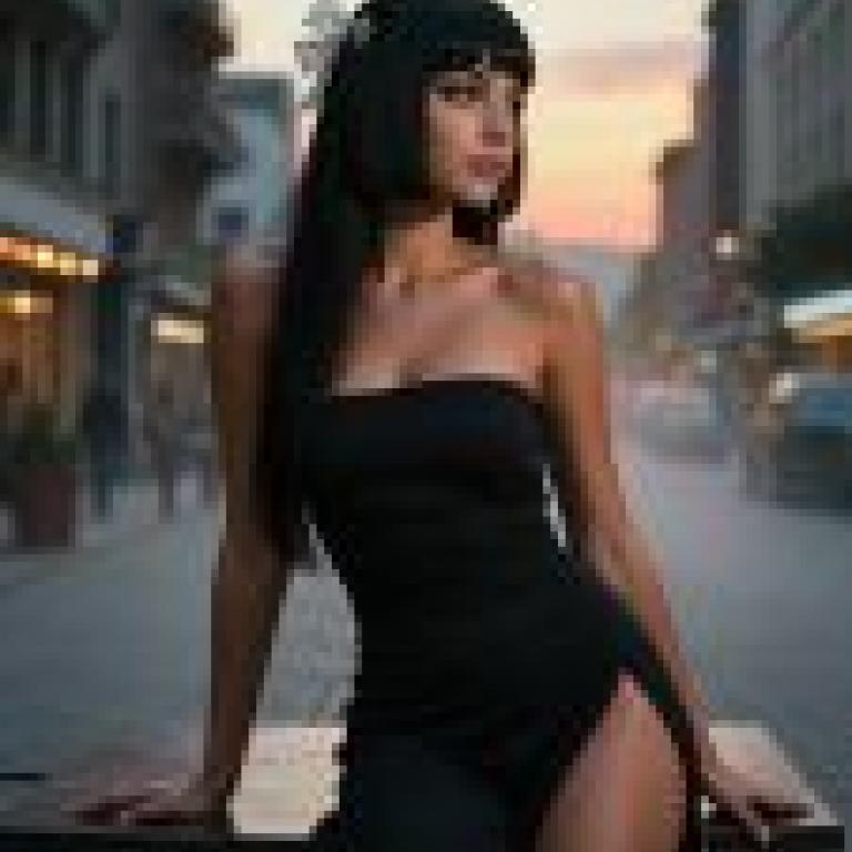 Meeting in a dream，The girl wearing the black dress and bow sitting on the table.