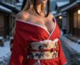 girls，A woman in red dress with bow ties.