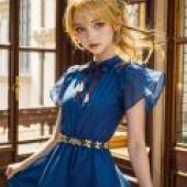 Spica Nerius Ragnarok Online，Blue dress on girl with blonde hair.