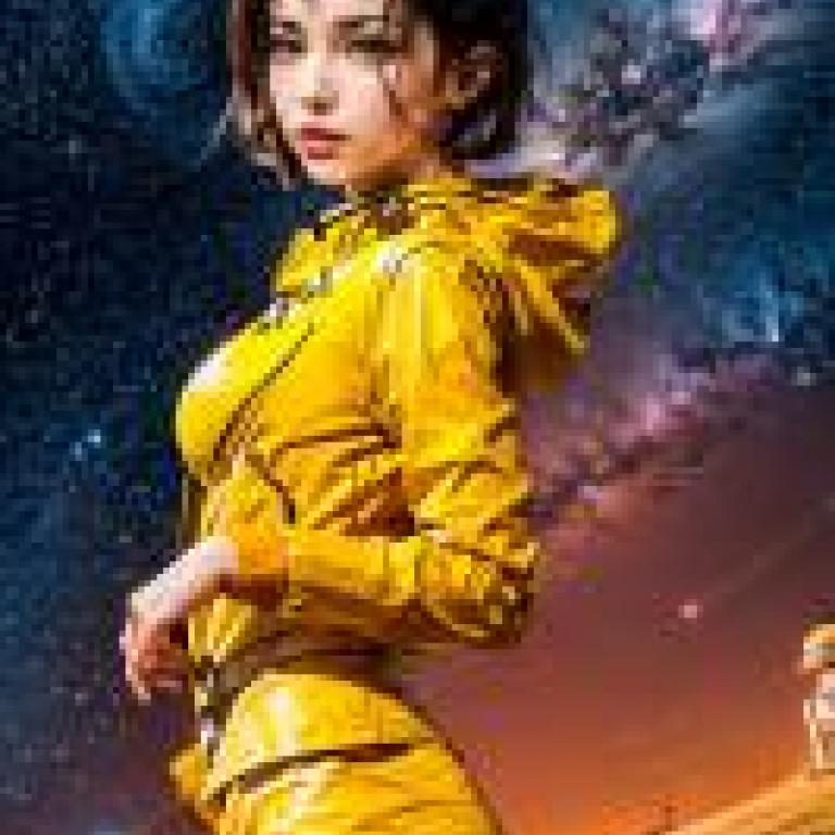 Mobile wallpaper， Faye Valentine， Cowboy Bebop， realistic， girl in a yellow hooded jacket.