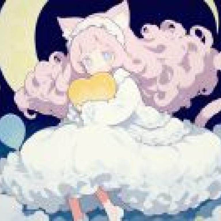 花俏的女孩：一隻小貓叼著一個橘色的球。