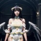 電腦桌布，雅兒貝德，アルベド，Albedo，OVERLORD角色，真人版，角色扮演中的翅膀之美