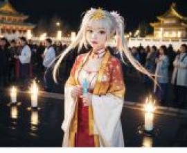 Tomotake Yoshino Senren BankaA woman wearing a red and gold kimono.