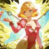 fairy girl，Girl with wings and red dress.