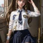 Leila Malcal Code Geass Akito the ExiledWoman in school uniform.