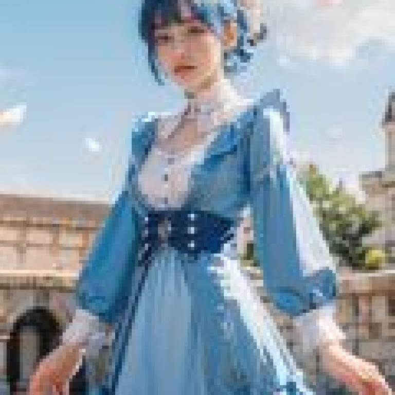 Kamisato Ayaka Genshin Impact，Blue dress girl with white flowers in her hair.