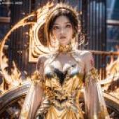 鬼狼，一個身穿金色衣服、戴著金色項鍊的女孩。