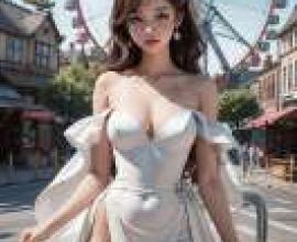 摩天輪之夢，一個穿著印有「蚊子」字樣洋裝的女孩。